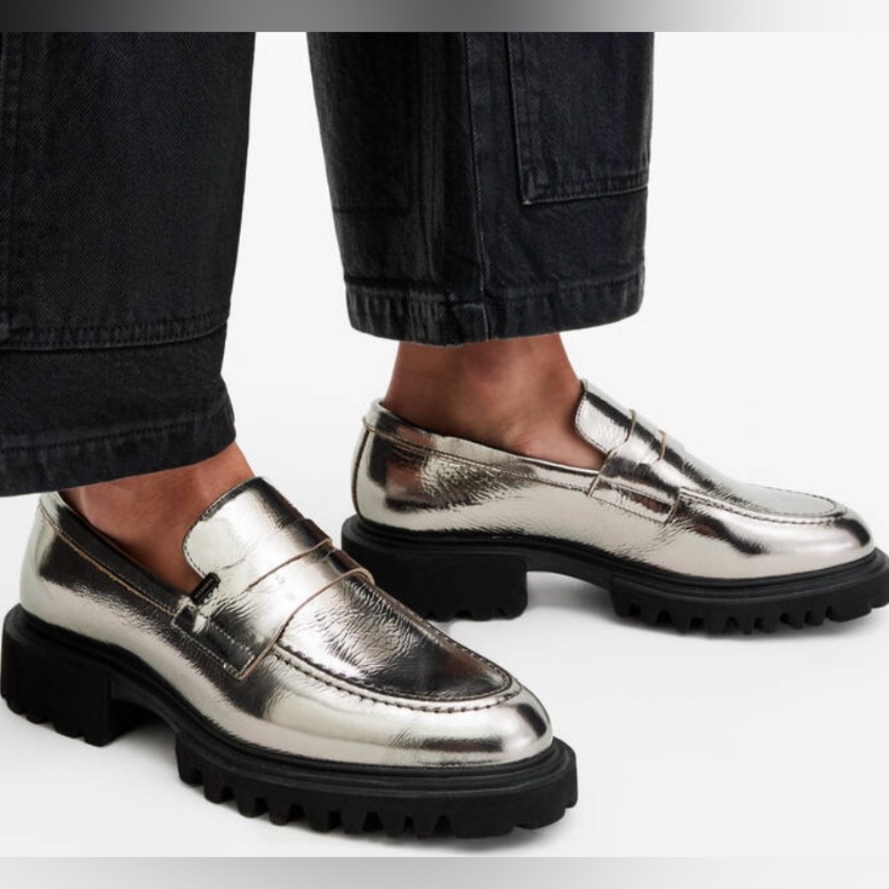AllSaints Lola Leather Loafers NWOB